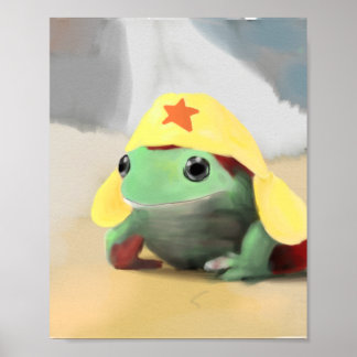 Affiche Grenouille dans l'affiche casquette