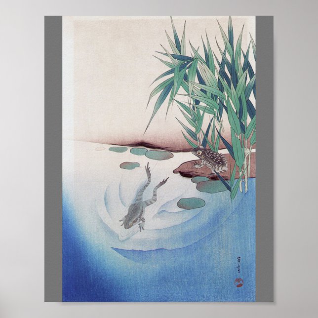 Affiche Grenouille dans un étang, Watanabe Seitei (Devant)