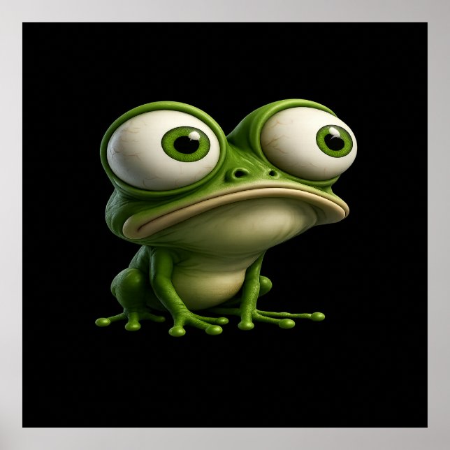 Affiche Grenouille de dessin animé aux gros yeux (Devant)