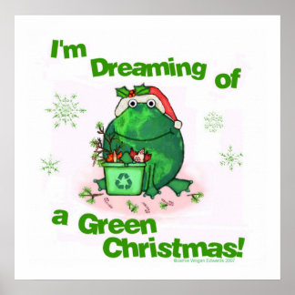 Affiche Grenouille De l'environnement de Noël verte