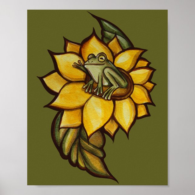 Affiche Grenouille de tournesol Fleur de fleurs (Devant)