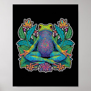 Affiche Grenouille de yoga méditer pose zen lance étiremen