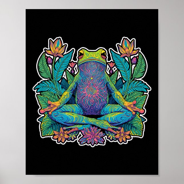 Affiche Grenouille de yoga méditer pose zen lance étiremen (Devant)