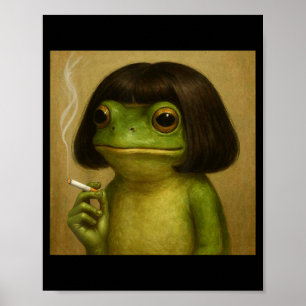Affiche Grenouille drôle Bob coupe de cheveux Fumant Mème