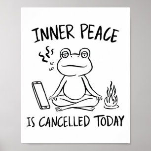 Affiche Grenouille drôle méditation yoga mème art naïf pai