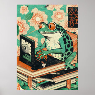 Affiche Grenouille drôle sur ordinateur portable Amateur
