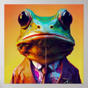 Affiche Grenouille en costume