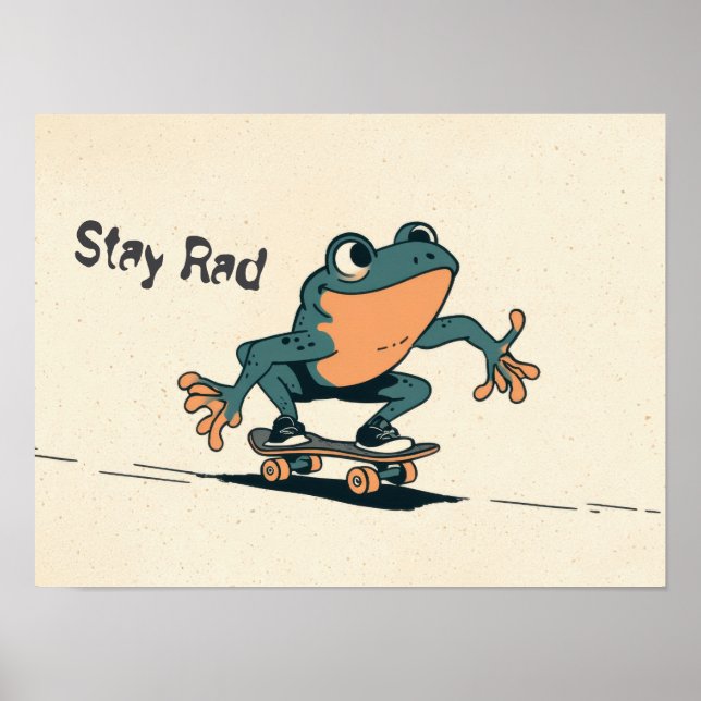 Affiche Grenouille en skateboard – Jolie illustration d'an (Devant)