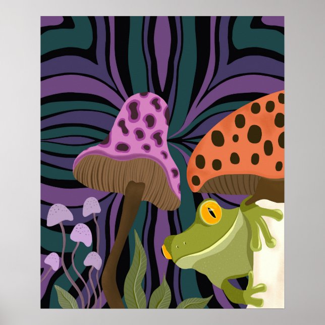Affiche Grenouille Et Champignons Des Arbres Whims (Devant)