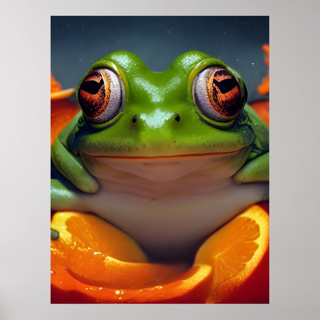 Affiche Grenouille et oranges (Devant)