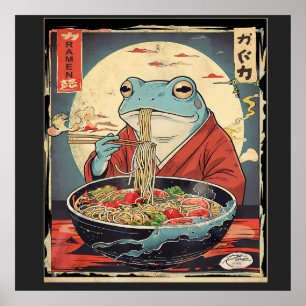 Affiche Grenouille japonaise mangeant des ramen pour les a