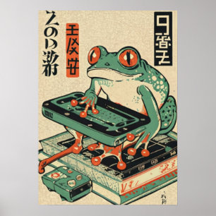 Affiche Grenouille jouant à des jeux PC, art de grenouille