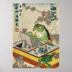 Affiche Grenouille jouant à des jeux PC, art de grenouille