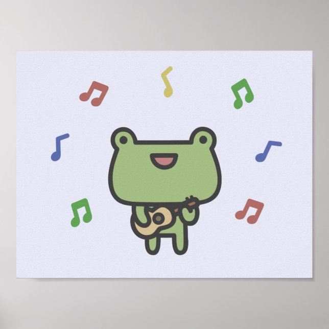 Affiche Grenouille Jouer de la guitare (Devant)