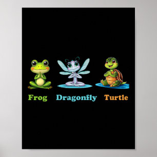Affiche Grenouille Libellule Tortue Yoga Humour Politique