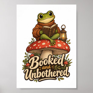 Affiche Grenouille lisant un livre, réservée et imperturba