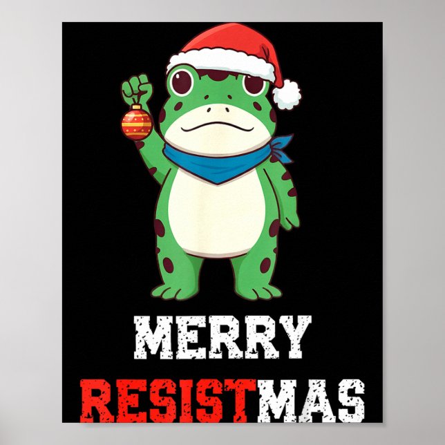 Affiche Grenouille Liticale Drôle Noël Joyeux Resistmas 20 (Devant)