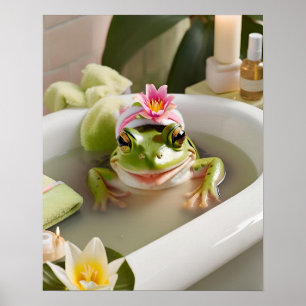 Affiche Grenouille mignonne, Amusant Salle de bain Art, Id