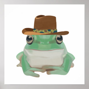 Affiche Grenouille mignonne avec Casquette Cowboy
