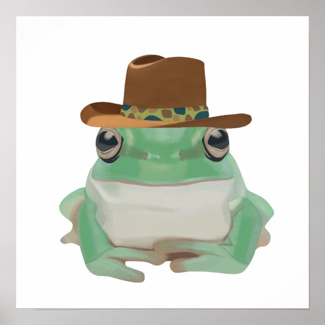 Affiche Grenouille mignonne avec Casquette Cowboy (Devant)