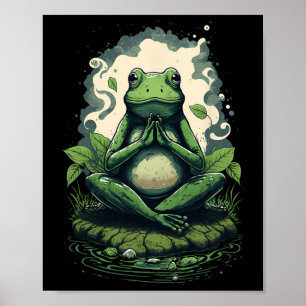 Affiche Grenouille mignonne de méditation Yoga Zen Spiritu