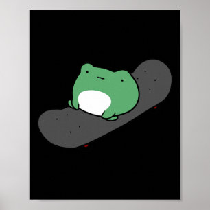 Affiche Grenouille mignonne en skateboard
