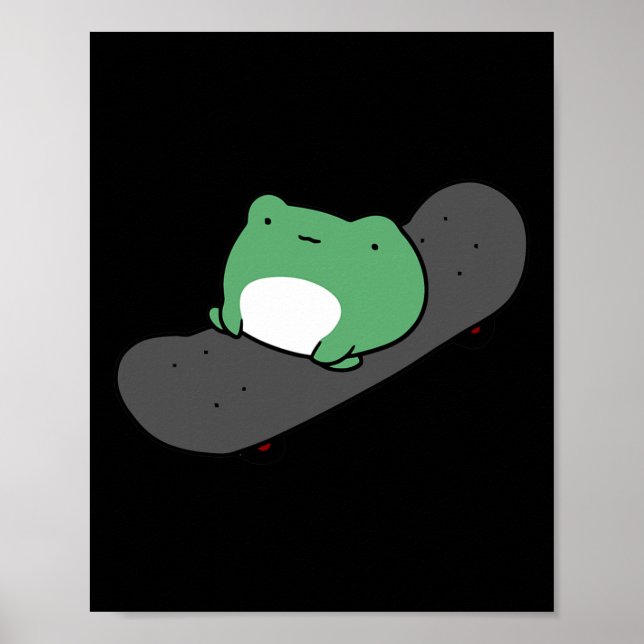 Affiche Grenouille mignonne en skateboard  (Devant)