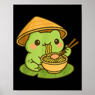 Affiche Grenouille Mignonne Mangeant Ramen Anime Cadeaux J