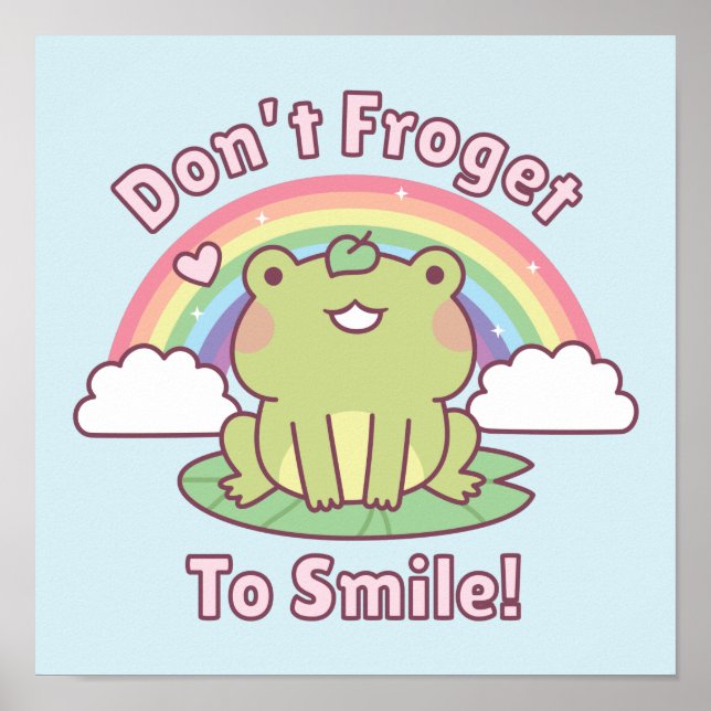 Affiche Grenouille mignonne n'oublie pas de sourire (Devant)