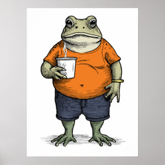 Affiche Grenouille paresseuse drôle