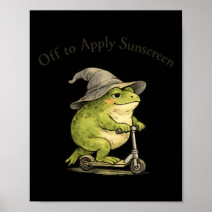 Affiche Grenouille pour appliquer la crème solaire drôle m