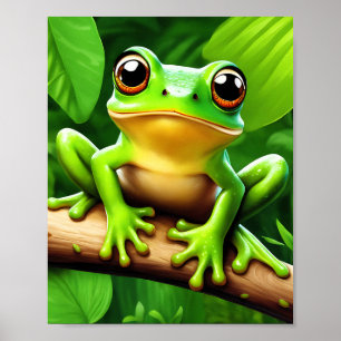 Affiche Grenouille sur branche Nature Art
