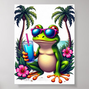 Affiche Grenouille Tropicale Y2K Rétro Téléphone à Clapet 