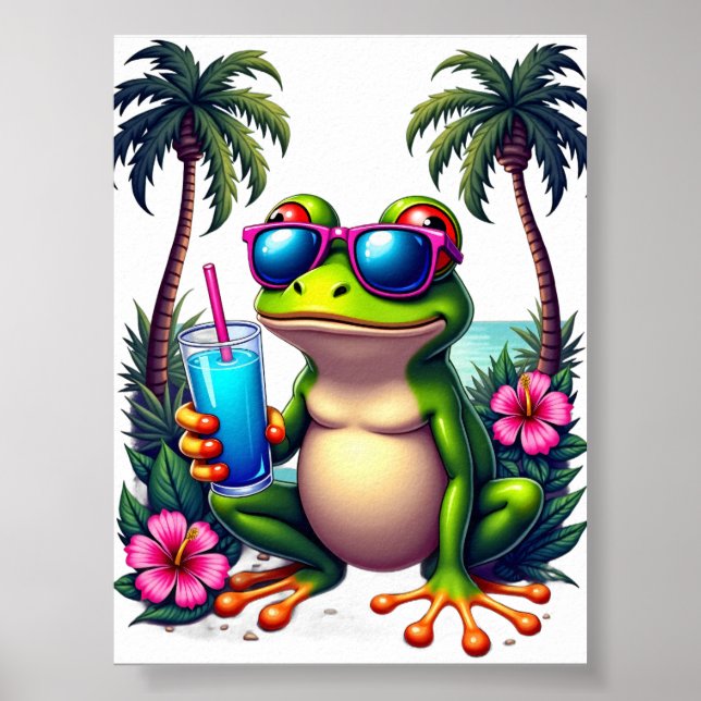 Affiche Grenouille Tropicale Y2K Rétro Téléphone à Clapet  (Devant)