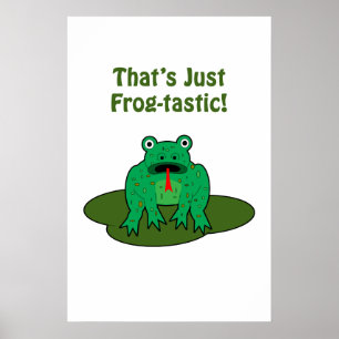 Affiche Grenouille verte caricature qui est juste grenouil