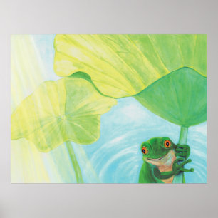 Affiche Grenouille verte sous Pad Lily