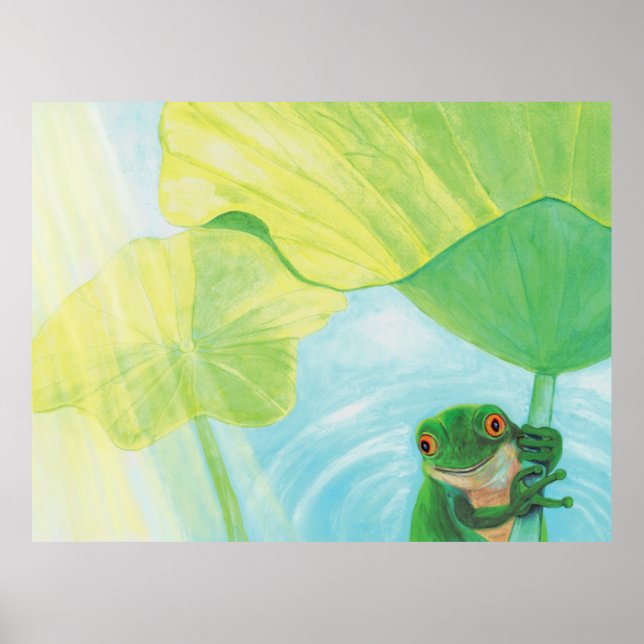 Affiche Grenouille verte sous Pad Lily (Devant)