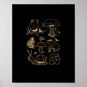 Affiche Grenouilles Et Champignons Dessin Vintage – Aesthe
