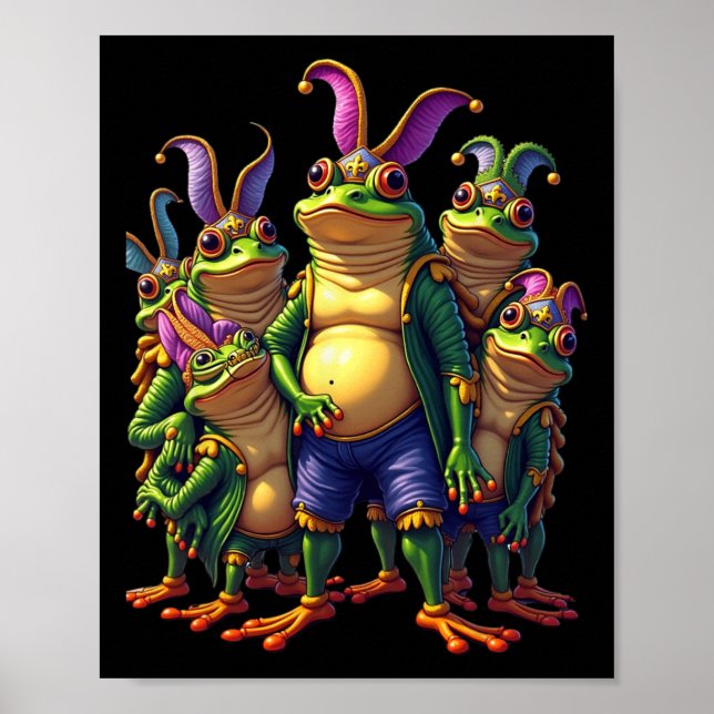 Affiche Grenouilles Mardi Gras Costume amusant (Devant)