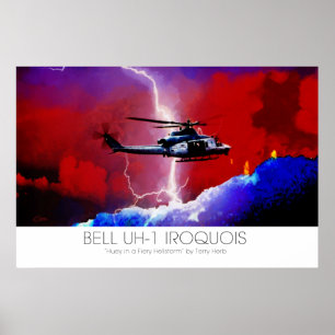 Affiche Grève surprise de Huey d'Iroquois de Bell UH-1