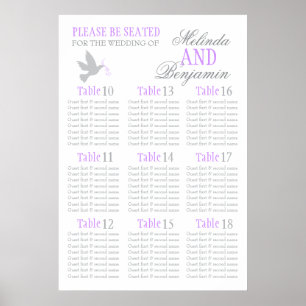 Affiche Grey dove purple wedding seating table plan 10-18