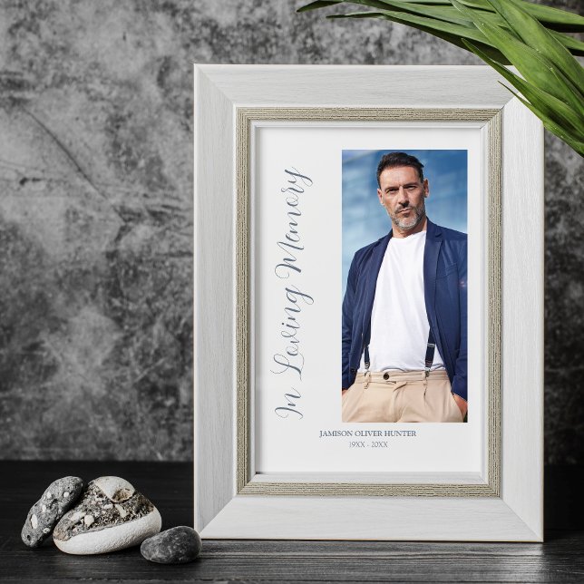 Affiche Grey Elegant Minimalist Memorial Photo Funeral (Grey Elegant Minimalist Memorial with Photo Funeral Poster. )