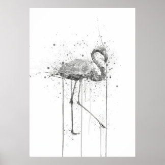 Affiche Grey Pink Flamingo