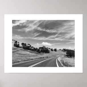 Affiche Grey Road California Photographie noir et blanc