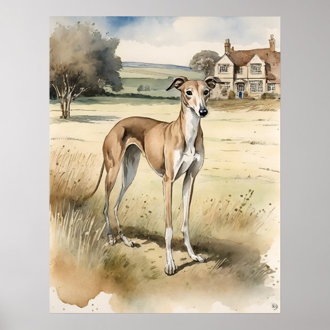Affiche Greyhound - Art Chien Imprimer (Devant)