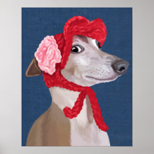 Affiche Greyhound avec Casquette en laine rouge