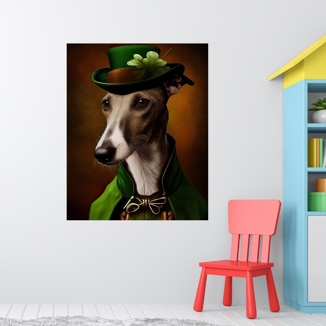 Affiche Greyhound Dog en tenue de la Saint Patrick (Pépinière 1)
