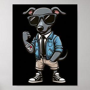 Affiche Greyhound I Love Papa Funny Chien Tattoo