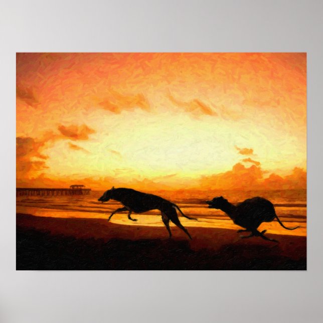 Affiche Greyhounds on Beach (Devant)