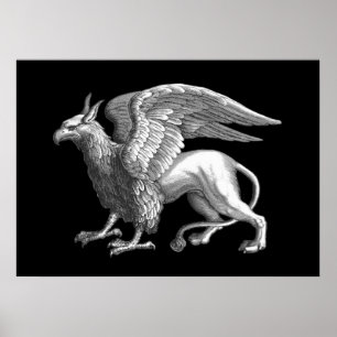 Affiche Griffin légendaire bête élégant gris argenté